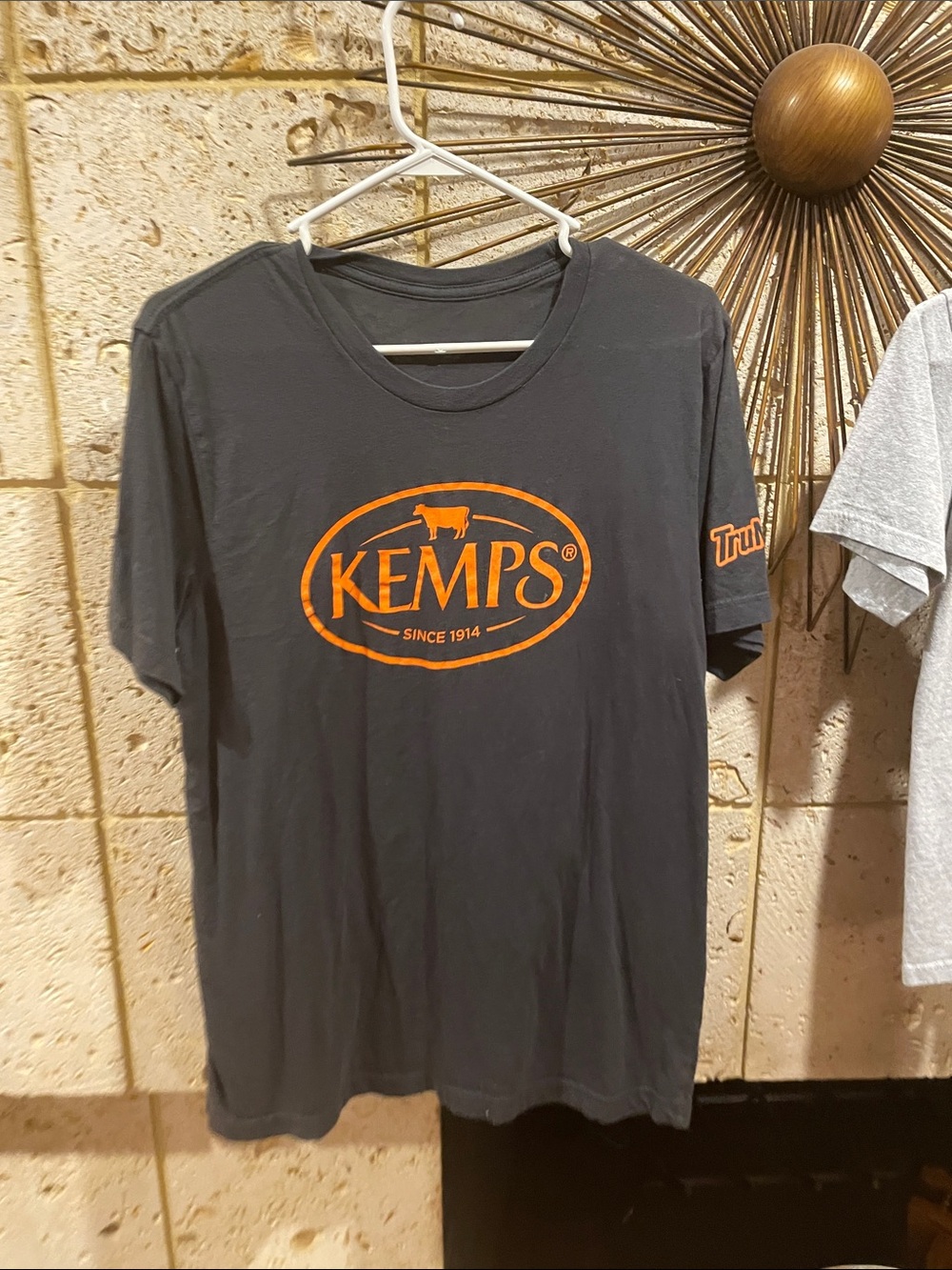 Men's Black T-Shirt with Orange Logo